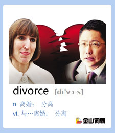 金山词霸单词divorce是什么意思？李阳“离婚”英文怎么说？